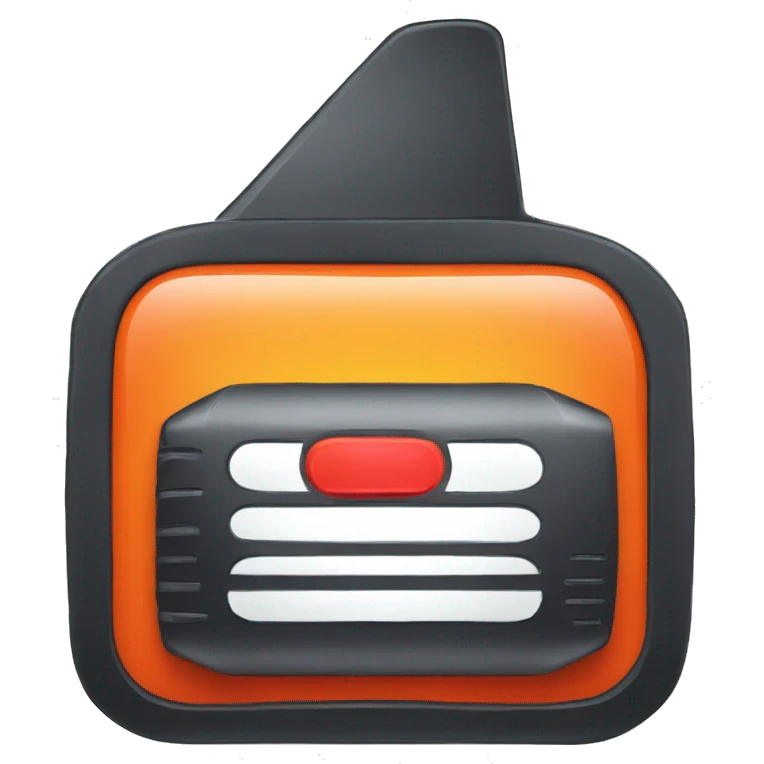 black walkie talkie with red-orange button on side emoji