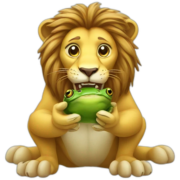 lion eating frog emoji