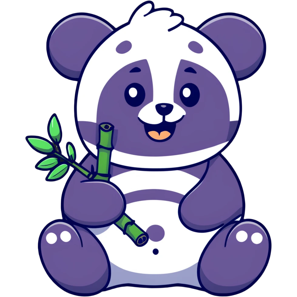 happy panda with bamboo emoji