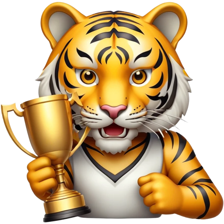 tiger face holding victory trophy cup for Twitch emote emoji
