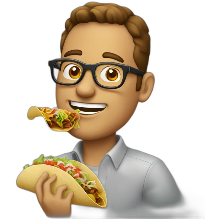 A guy with eye glasses eating tacos emoji