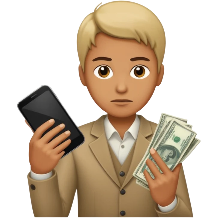Mafia holding money and phone emoji