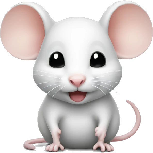 Cute little white mouse wearing black fake mustache  emoji