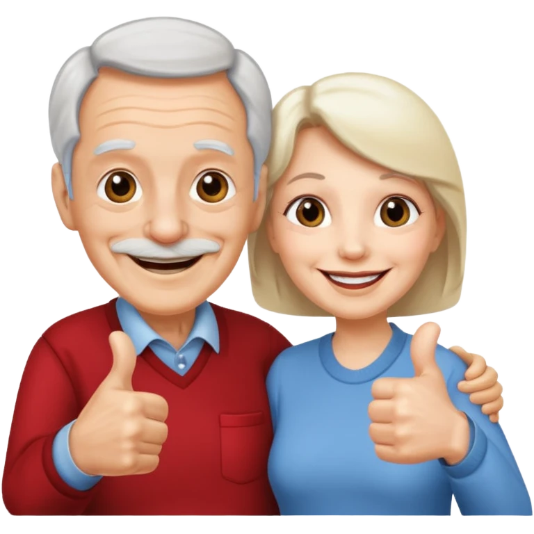 elderly man and woman giving a thumbs up emoji