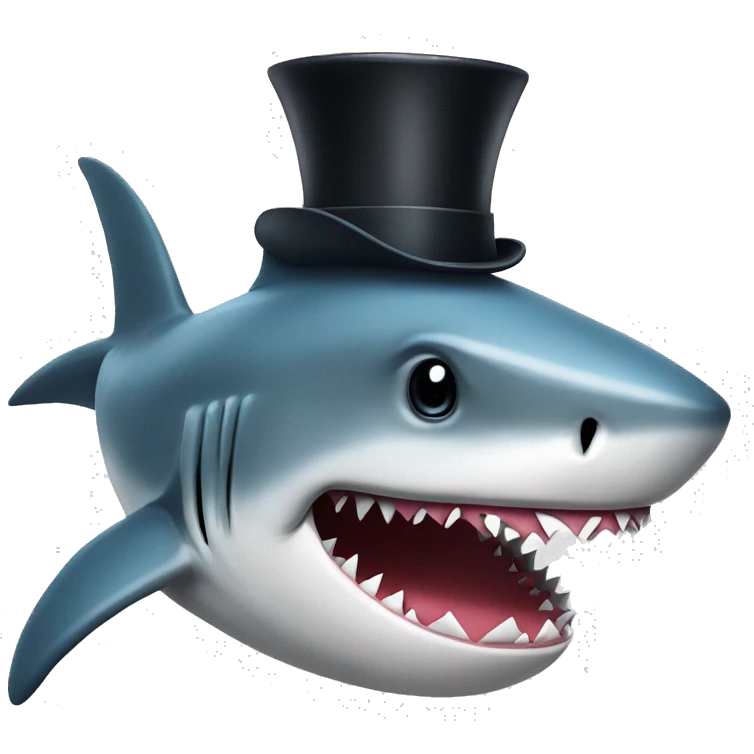 shark having tophat emoji
