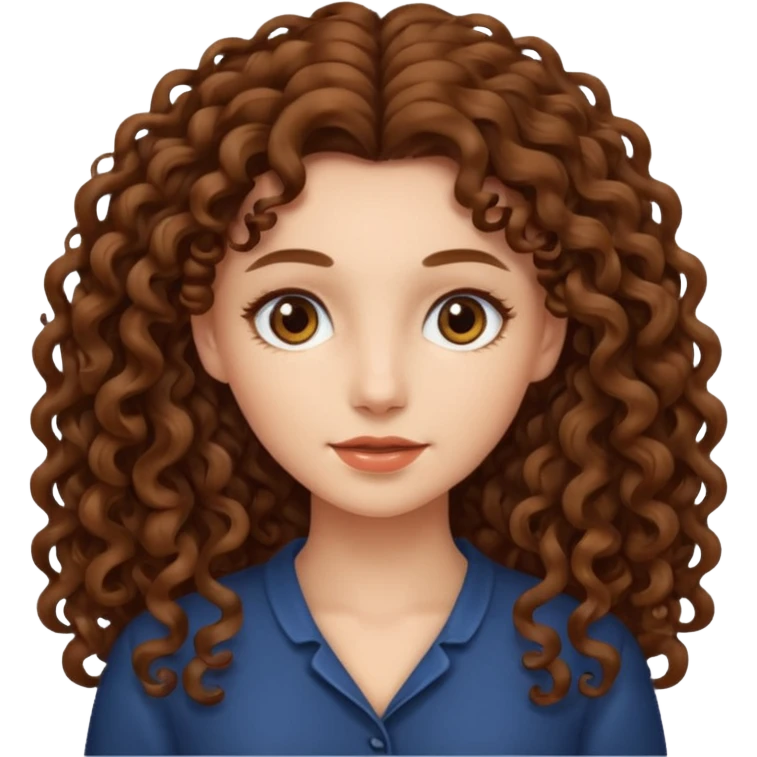 persona mujer con piel clara y rizos suaves color café y largos emoji