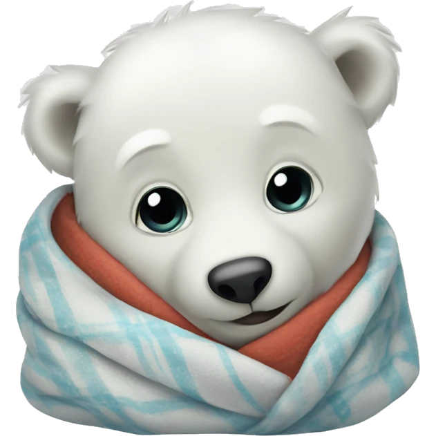 Baby polar bear wrapped in a blanket emoji