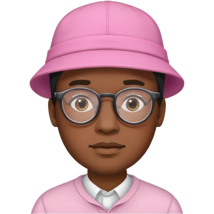 black man with glasess wear pink hat  emoji