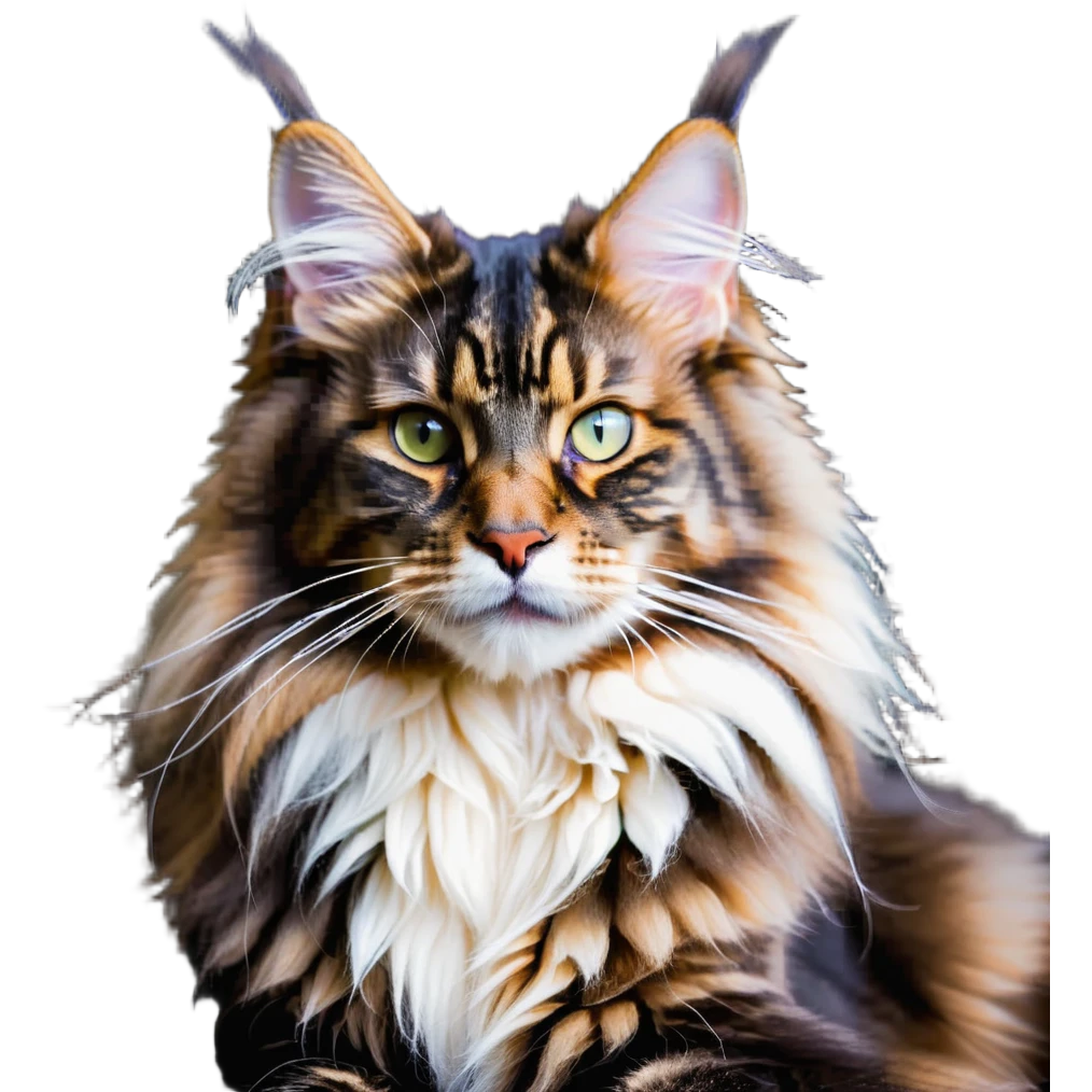 majestic maine coon cat with fluffy fur and fierce but cute face emoji