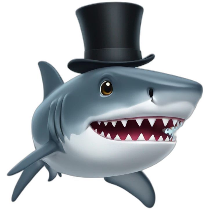 Shark with a top hat emoji
