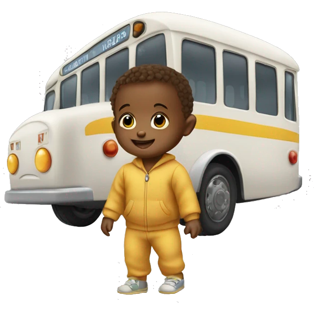 Baby playing with a bus emoji