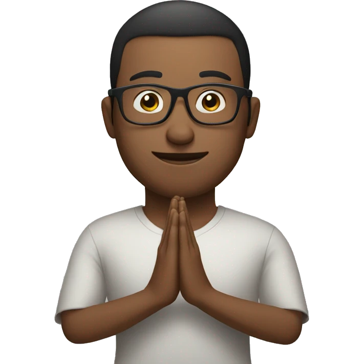 Man doing namaste with wearing specs emoji
