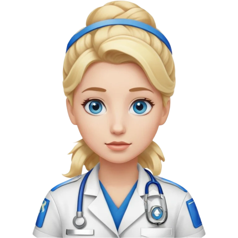 Paramedic girl with blonde hair updo and blue eyes emoji