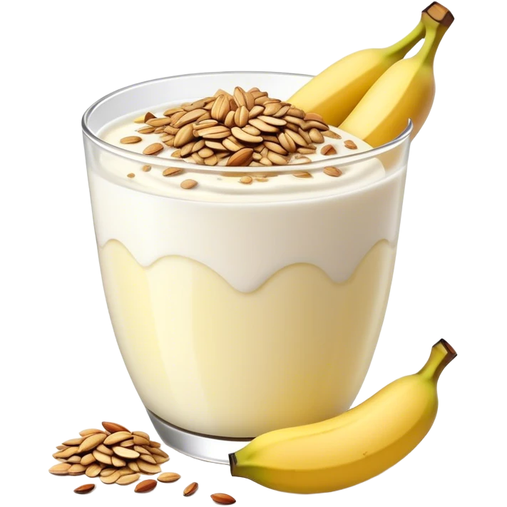 Banana yogurt with flax seeds on top emoji