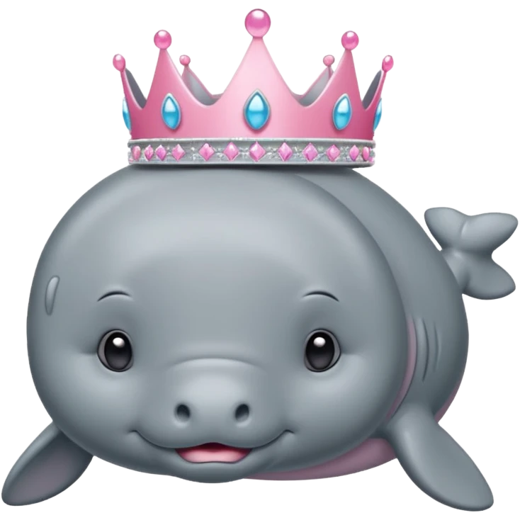 a manatee with a pink princess tiara emoji