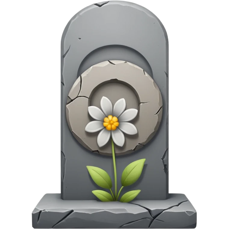 A simple gravestone emoji, minimalistic, gray stone with a small flower on top, no text emoji