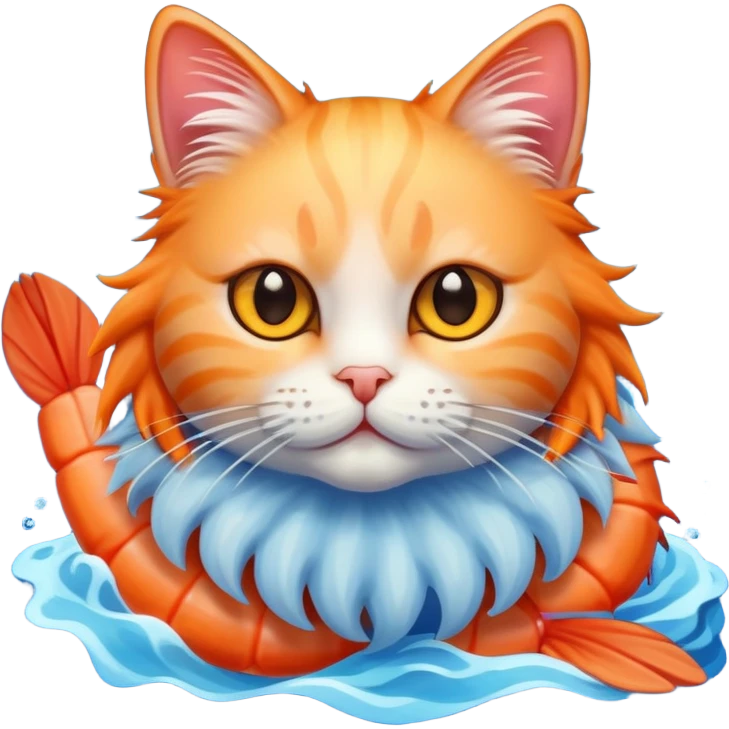Shrimp cat in ocean emoji