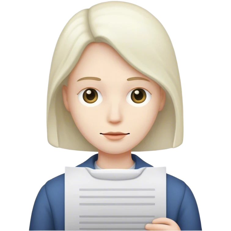 a person who has a document instead of a face emoji
