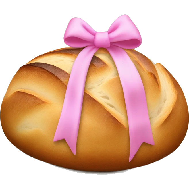 sourdough bread boule loaf with pink bow emoji