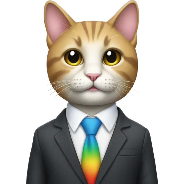 Rainbow cat in business suit emoji