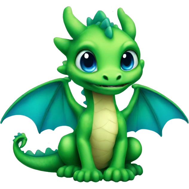 Green baby dragon with blue eyes emoji