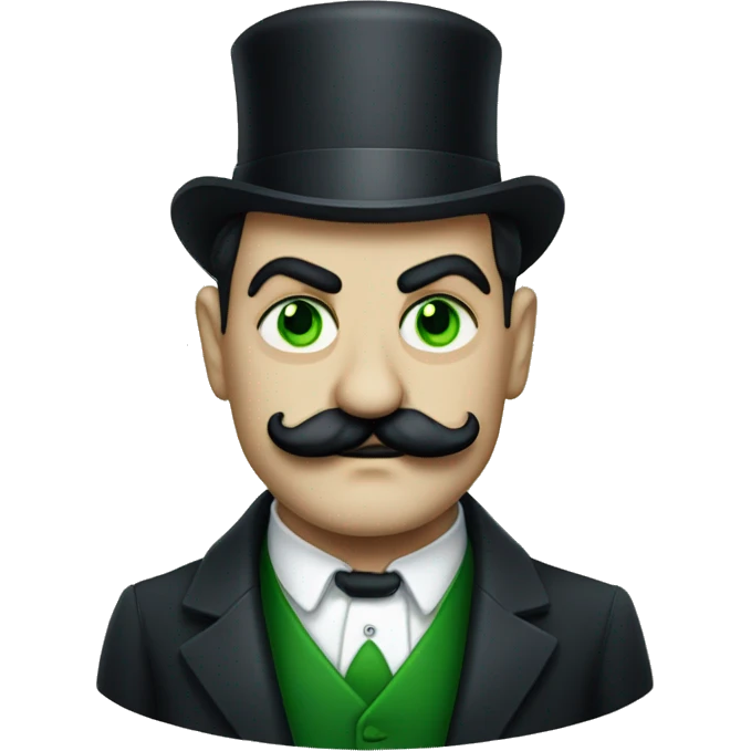 Hercule Poirot with green cat eyes emoji