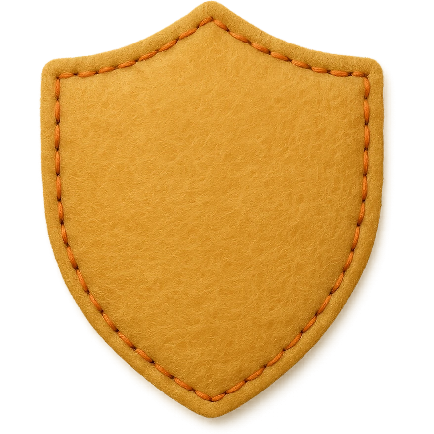 <StylePrompt>
  <Name>Minimal Felt Appliqué Icon</Name>
  <Description>
    A simplified plush icon style with soft felt textures, minimal facial features, and gentle stitching. Focuses on iconic shapes with low visual complexity for maximum clarity at small sizes.
  </Description>
  <VisualProperties>
    <Material>Felt</Material>
    <Texture>Soft, matte surface with faint fiber detail</Texture>
    <Stitching>
      <Type>Thin thread</Type>
      <Color>Muted orange or brown</Color>
      <Pattern>Sparse edge stitching only</Pattern>
    </Stitching>
    <Padding>Low to moderate—slightly puffy but not high-relief</Padding>
    <Edges>Smooth, rounded</Edges>
    <ColorPalette>
      <Primary>Warm yellows, oranges, and browns</Primary>
      <Accent>Minimal dark brown for eyes and nose</Accent>
      <Background>Plain or soft gradient, off-white preferred</Background>
    </ColorPalette>
  </VisualProperties>
  <FacialFeatures>
    <Eyes>Small circles, dark brown</Eyes>
    <Nose>Simple dot or triangle</Nose>
    <Mouth>Omit or use curved line only</Mouth>
    <DetailLevel>Low</DetailLevel>
  </FacialFeatures>
  <Rendering>
    <Lighting>Flat and soft, minimal shadows</Lighting>
    <Perspective>Side or front profile, no complex angles</Perspective>
  </Rendering>
  <Applicability>
    <SubjectType>Animals, objects, icons</SubjectType>
    <OutputFormat>Flat icon or patch-style asset</OutputFormat>
  </Applicability>
</StylePrompt>


{subject} = shield emoji