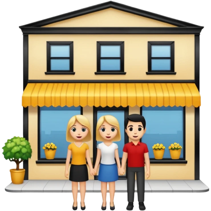  two characters + shop building. No emoji emoji