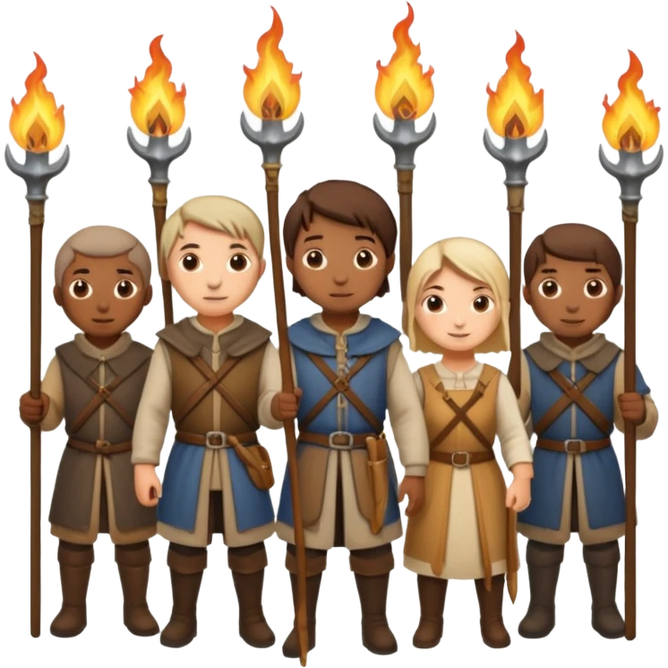 les villageois qui certains ont des fourches + torches sapé en moyen age emoji