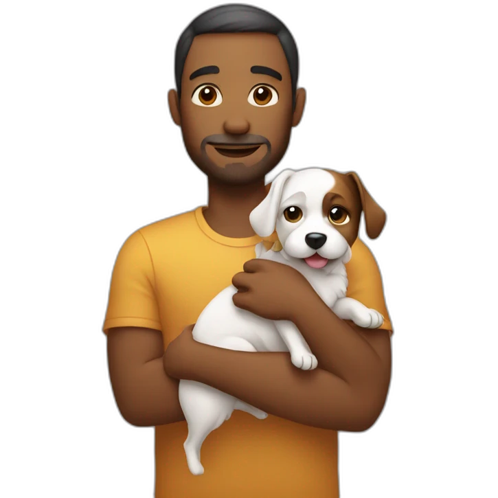 Man cradling small dog emoji