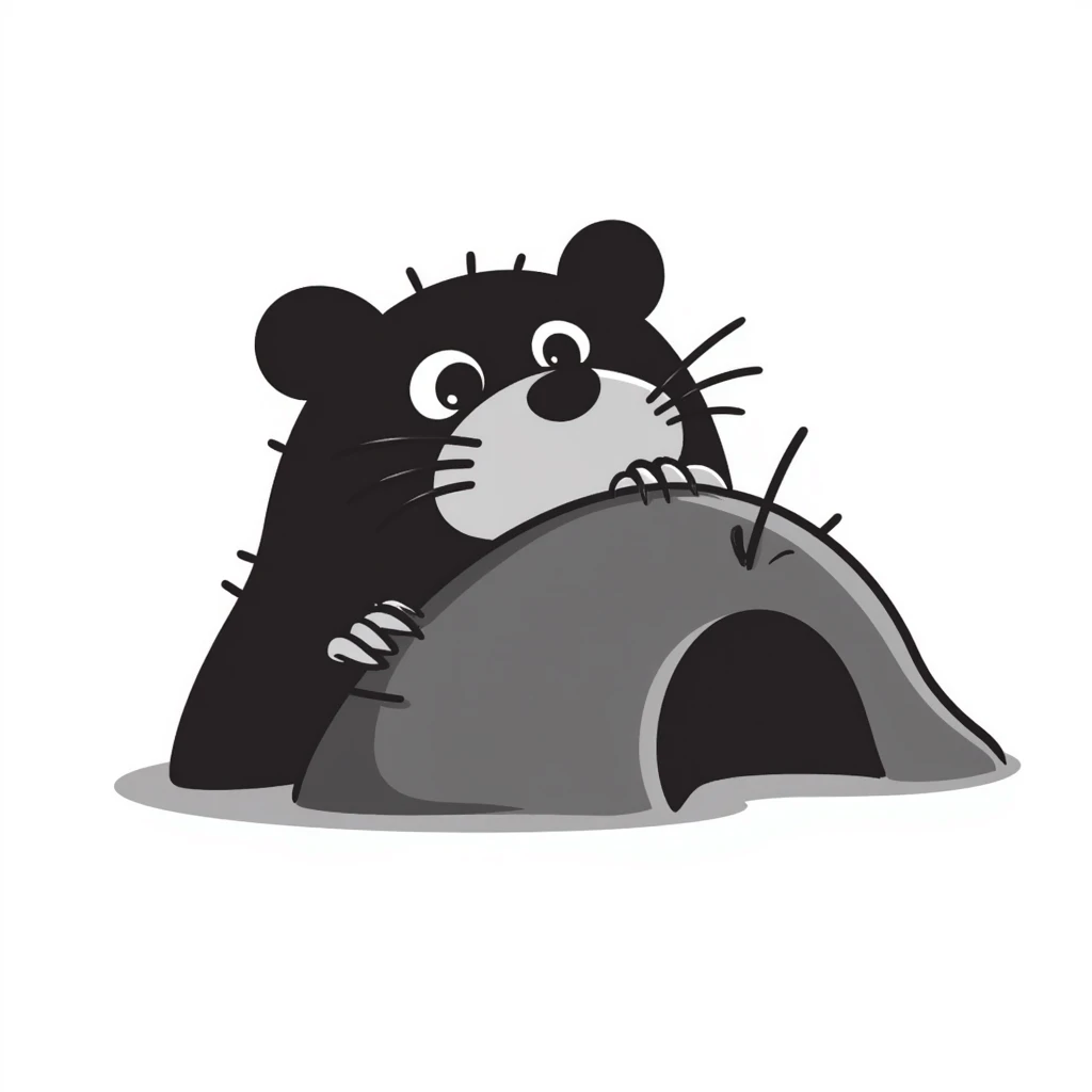 a hand drawn doodle of a mole peeking out of the earth emoji