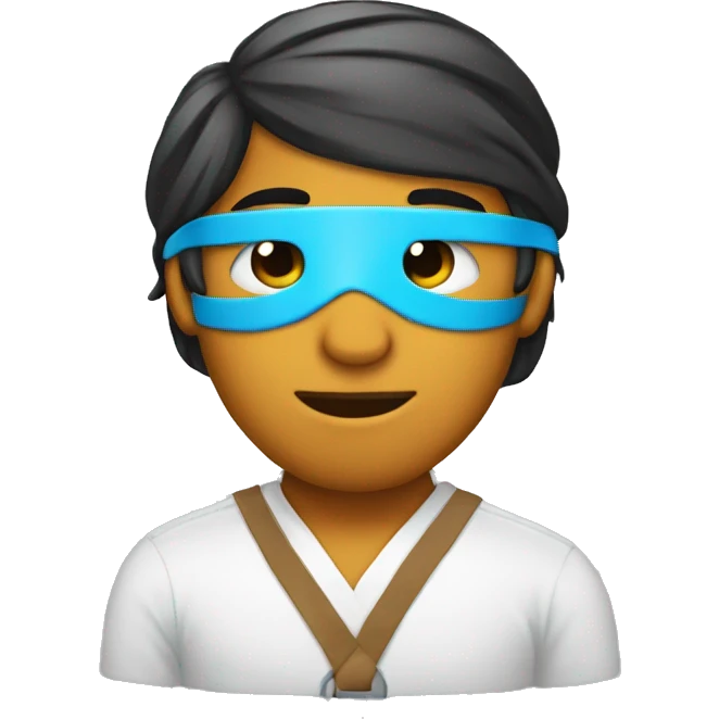 Trader with blindfold in front of the computer emoji