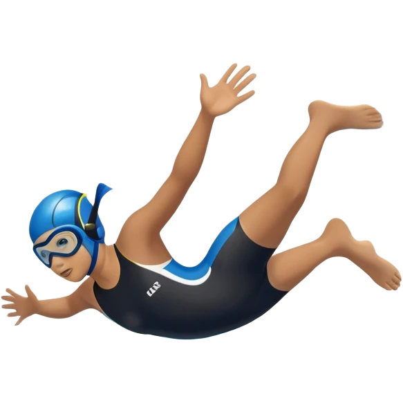 determined pool diver dives into a pool of confidence blue water  emoji