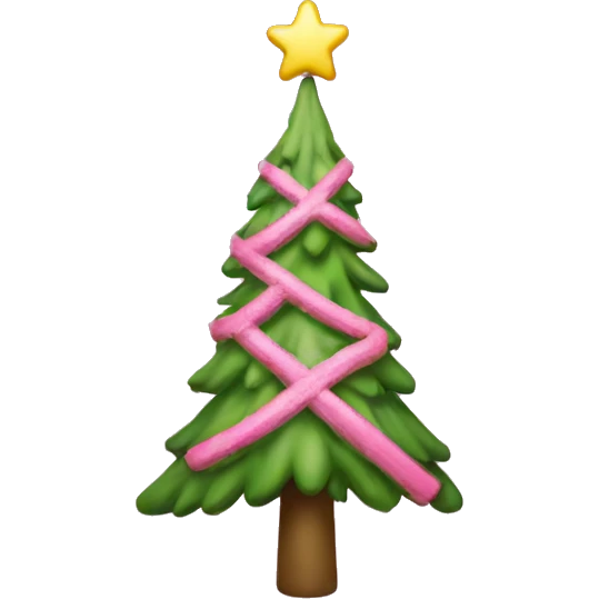 Pink Christmas tree with a cross as a topper emoji
