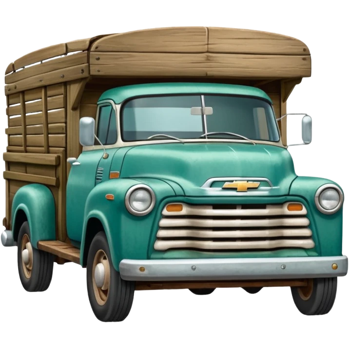 A little bluish green half ton Chevrolet truck chuck wagon  emoji