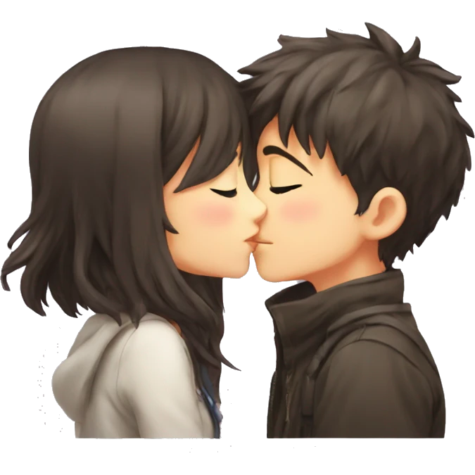 A Anime girl kiss a anime boy emoji