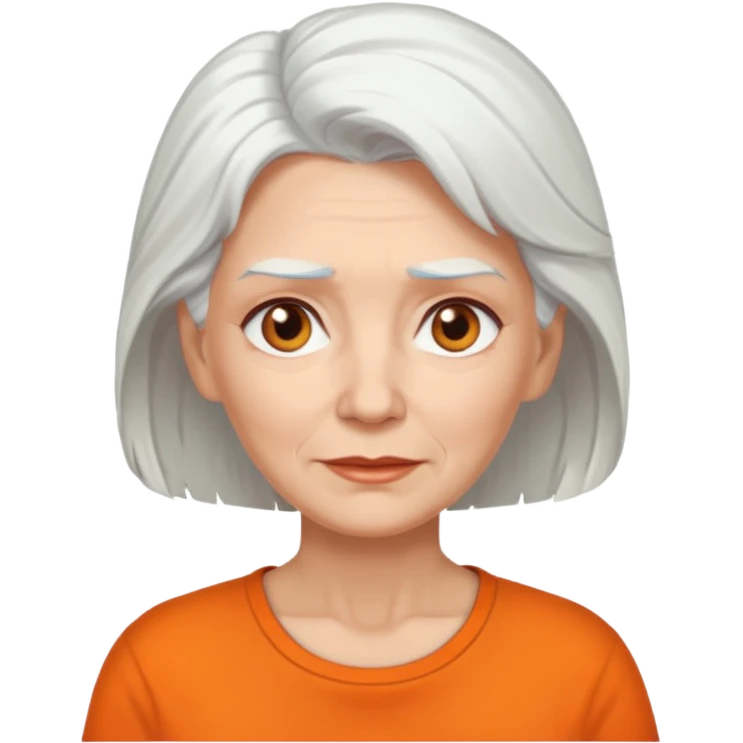 older white woman with white hair and orange shirt emoji