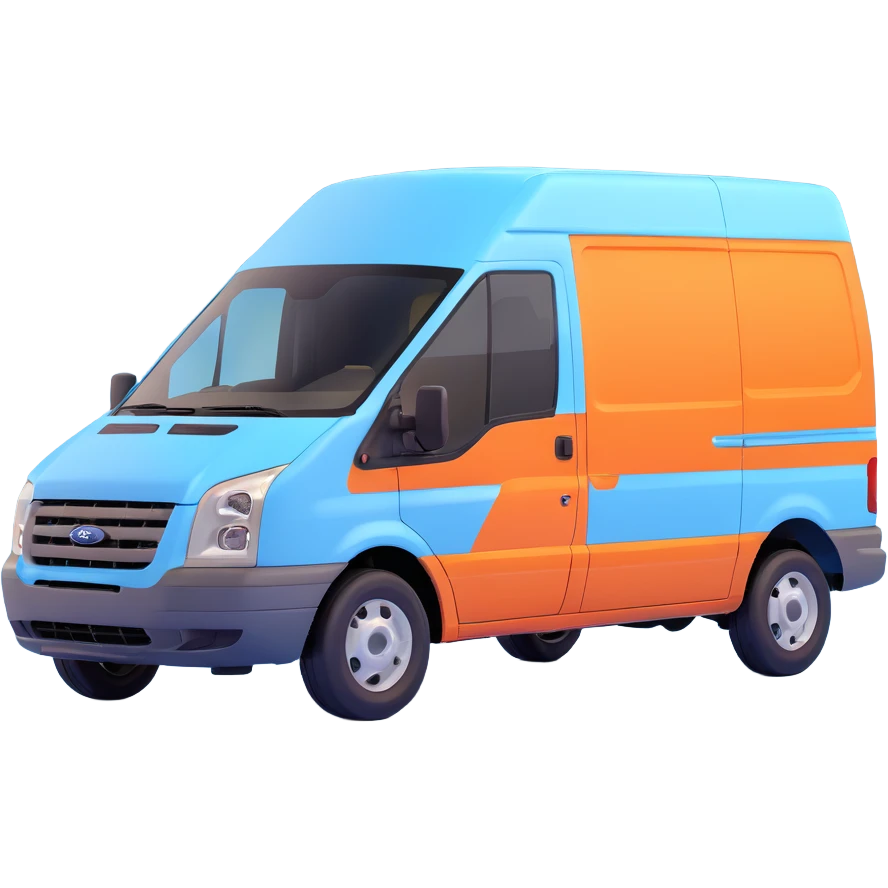 electric light blue Ford Transit passenger van emoji