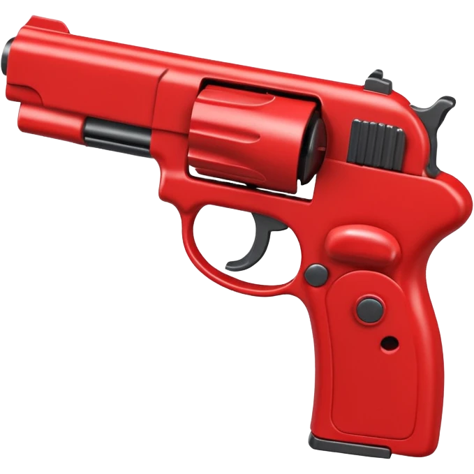 A 3D iOS emoji-style close-up of an index finger pulling a pistol's trigger, showing only the hand and the trigger area inside the trigger guard; stylized, non-realistic colour toy-pistol look, glossy Apple-style finish, clean white background.

 emoji