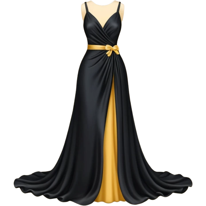long gown dress made out of black silk  emoji