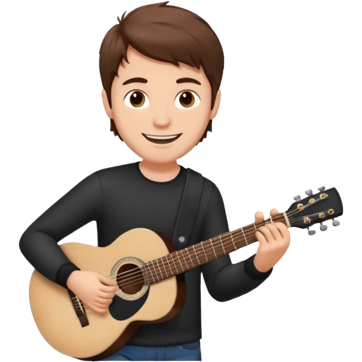 white Guy with brown  playing a black guitar emoji