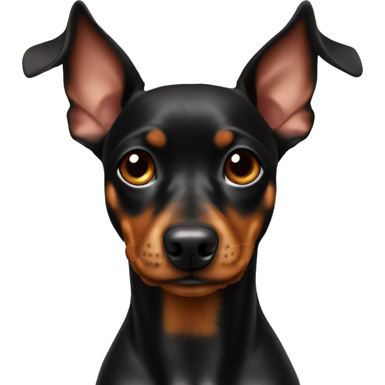 black brindle tan pinscher big ears emoji