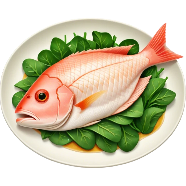 Cinematic fresh snapper fillet, pan-seared to golden perfection, soft and flaky texture, resting on a bed of sautéed greens, warm glowing background, refined and elegant. emoji