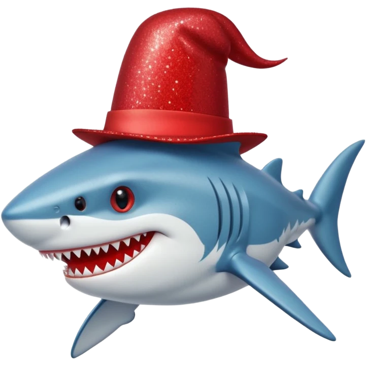 red glitter top hat shark emoji