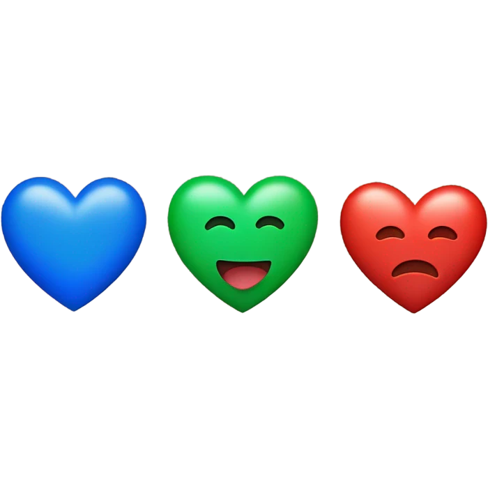 Red heart blue heart green heart emoji