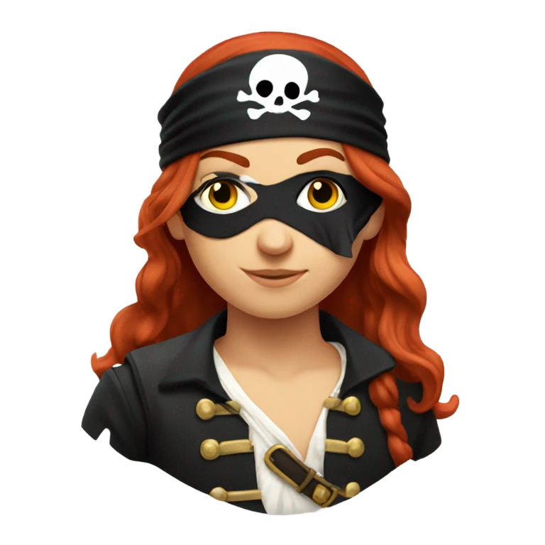 Redhead pirate with one eye patch emoji