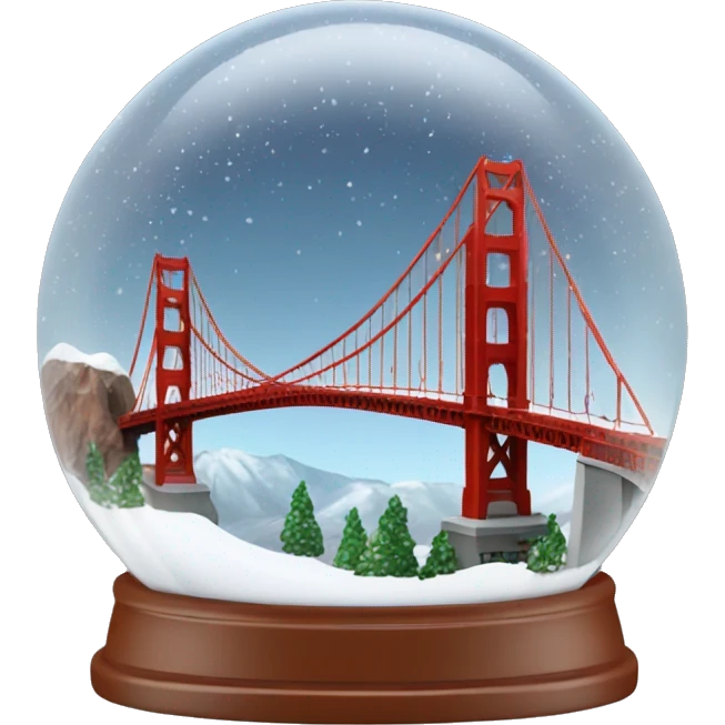 golden gate bridge snow globe, 4k, no background emoji