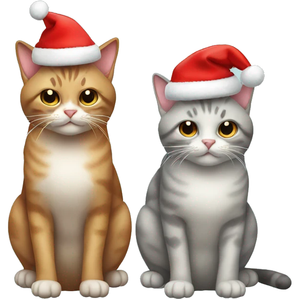 Two cats with a christmas Head  emoji