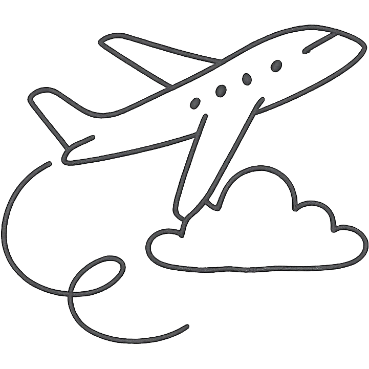 fine line tattoo design of an airplane with a cloud, smooth, feminine, delicate, minimal and elegant emoji