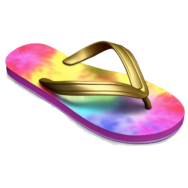 Realistic metallic gold and tie dye pair of summer flip flops isolated. emoji